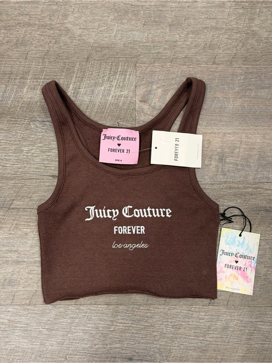 Juicy Couture Tops - JUICY COUTURE FOREVER 21 Brown Cropped Racerback Tank Top Women’s Size S NWT Y2K